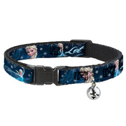 Cat Collar Breakaway - Elsa Poses Snowflakes LET IT GO Blues White Cat Collars Breakaway Side Release Disney
