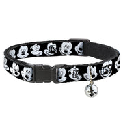 Cat Collar Breakaway - Mickey Mouse Expressions CLOSE-UP Black White Cat Collars Breakaway Side Release Disney