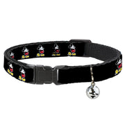 Cat Collar Breakaway - Classic Mickey Mouse Pose Black Cat Collars Breakaway Side Release Disney