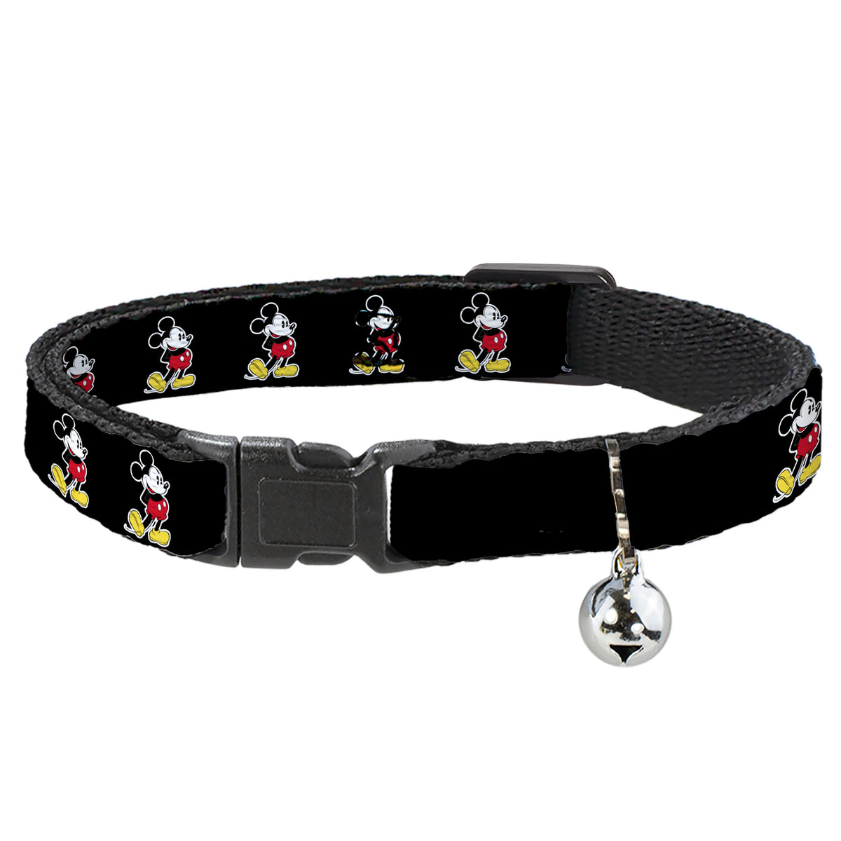 Cat Collar Breakaway - Classic Mickey Mouse Pose Black Cat Collars Breakaway Side Release Disney