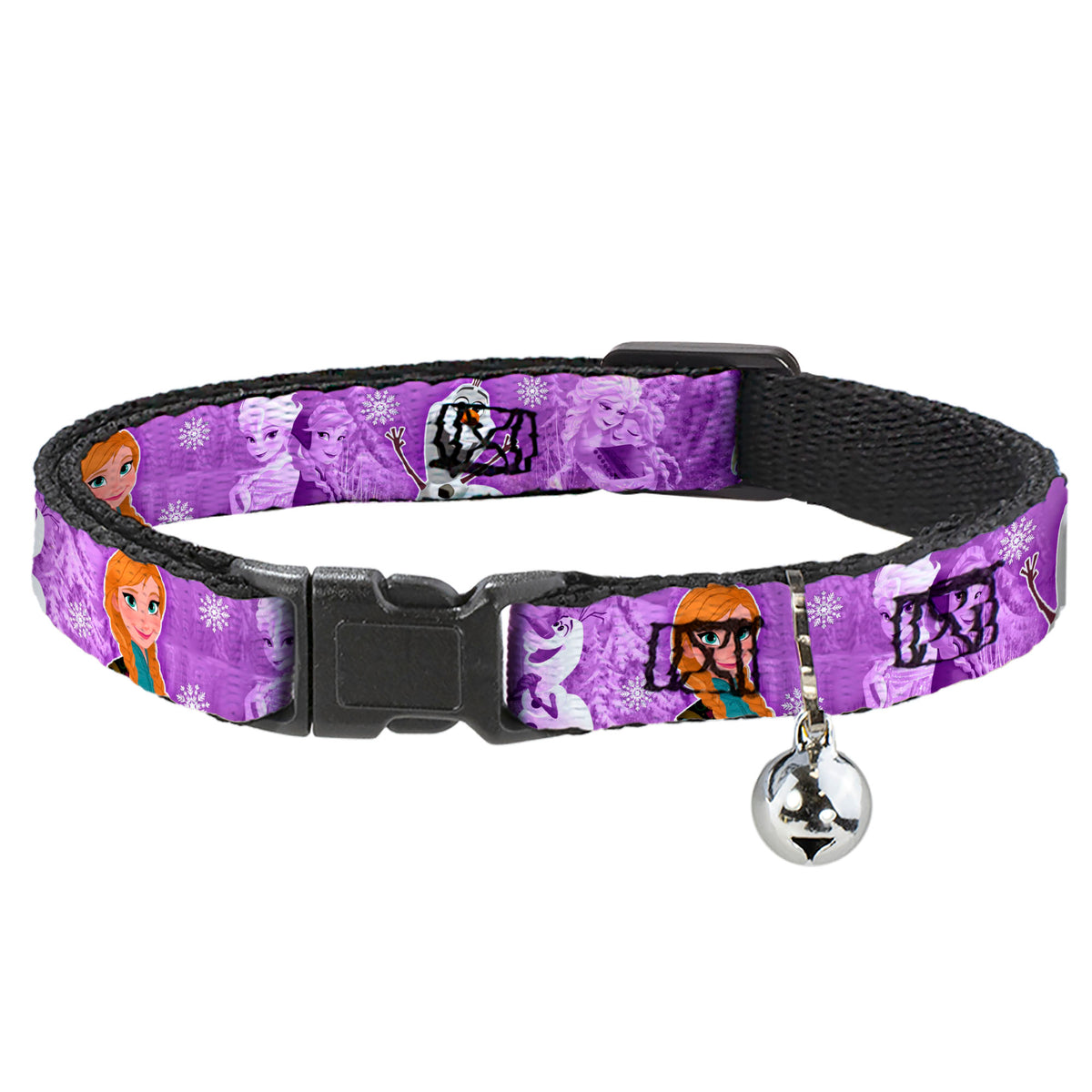Cat Collar Breakaway - Frozen Anna Elsa Olaf Poses Scenes Purples Cat Collars Breakaway Side Release Disney