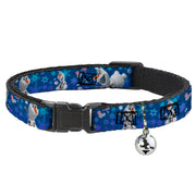 Cat Collar Breakaway - Frozen Olaf Poses Snowflakes Blues Cat Collars Breakaway Side Release Disney