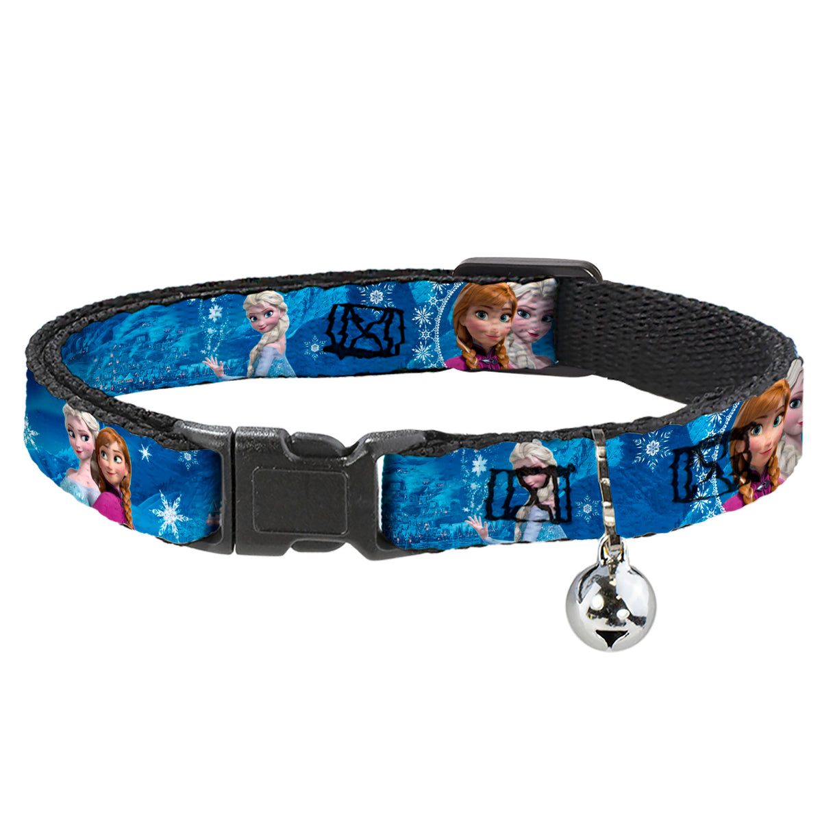 Cat Collar Breakaway - Anna & Elsa Poses Castle & Mountains Blues Cat Collars Breakaway Side Release Disney