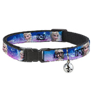 Cat Collar Breakaway - Elsa the Snow Queen Poses Castle & Snowy Mountains Blue-Pink Fade Cat Collars Breakaway Side Release Disney