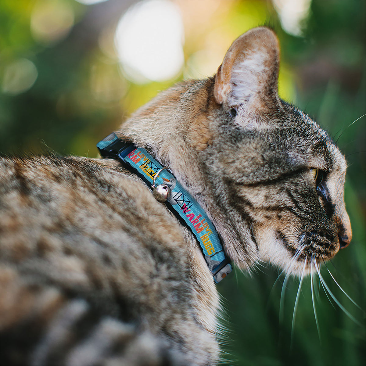 Cat Collar Breakaway - Olaf Pose I LOVE WARM HUGS Stripe Blues Cat Collars Breakaway Side Release Disney
