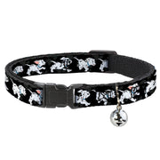Cat Collar Breakaway - Dalmatians Running Paws Black Gray White Black Cat Collars Breakaway Side Release Disney