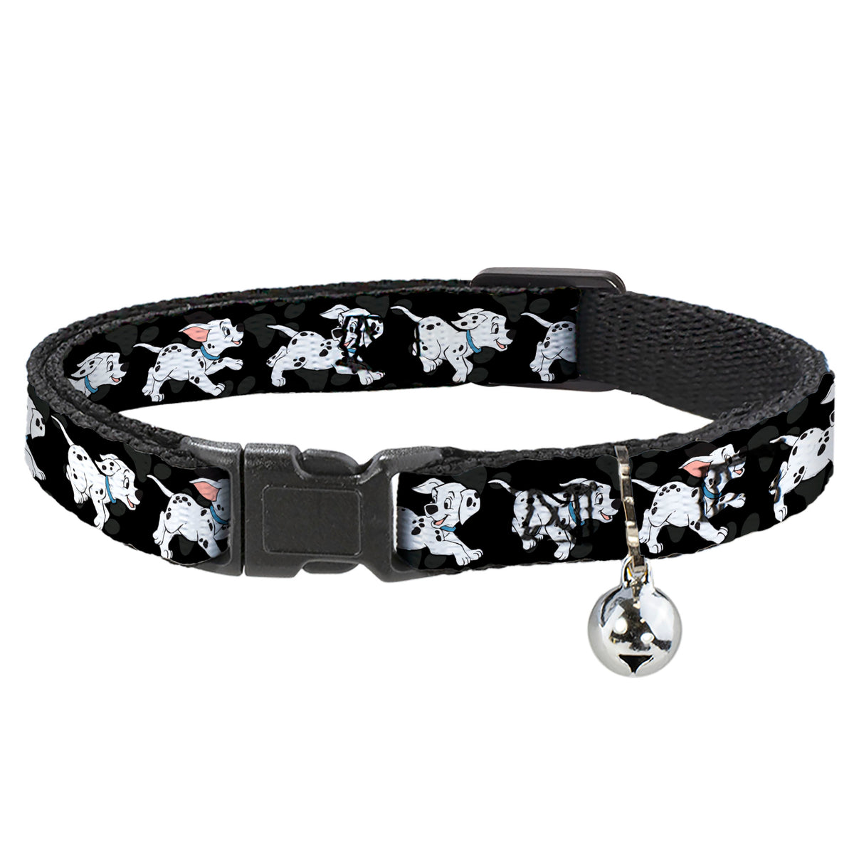 Cat Collar Breakaway - Dalmatians Running Paws Black Gray White Black Cat Collars Breakaway Side Release Disney