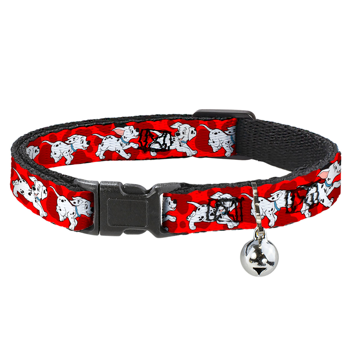 Cat Collar Breakaway - Dalmatians Running Paws Reds White Black Cat Collars Breakaway Side Release Disney