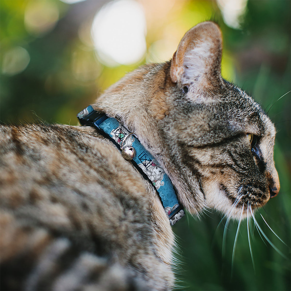 Cat Collar Breakaway - Ariel Poses Shells Sketch Blue White Cat Collars Breakaway Side Release Disney