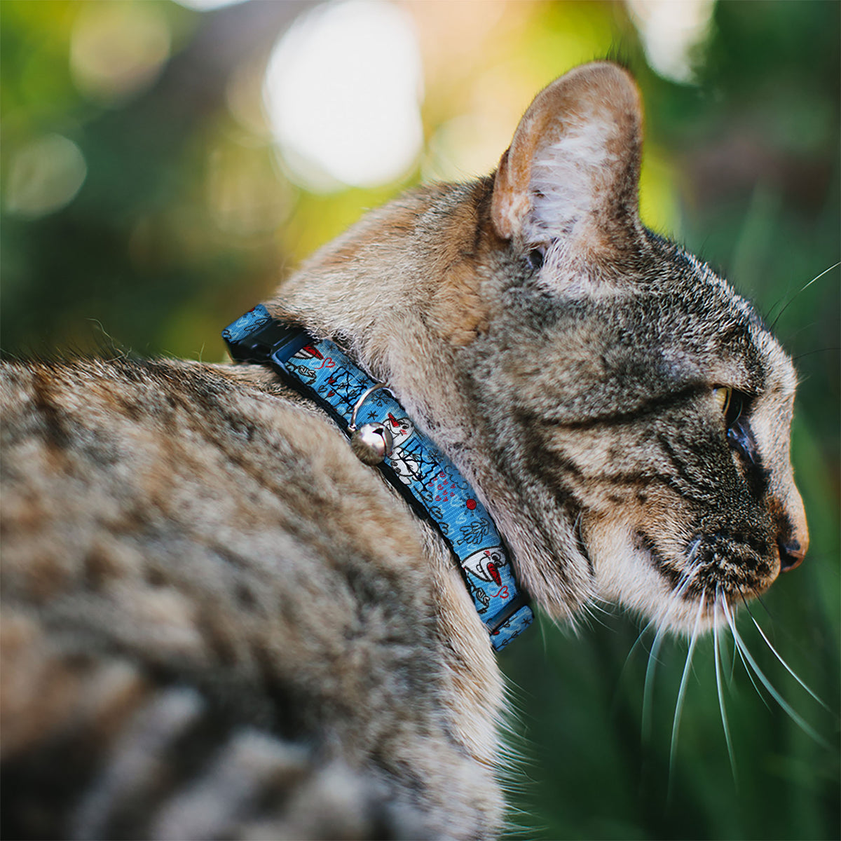 Cat Collar Breakaway - Olaf Heart Raindrop Sketch Blues Black Cat Collars Breakaway Side Release Disney