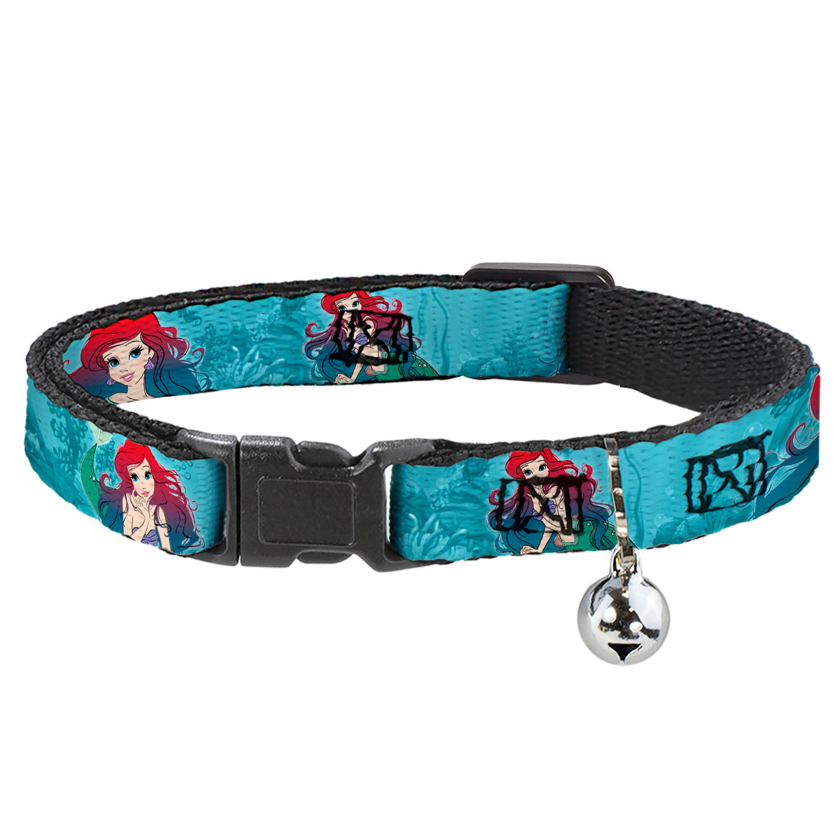 Cat Collar Breakaway - Ariel Poses Coral & Castle Blues Reds Cat Collars Breakaway Side Release Disney