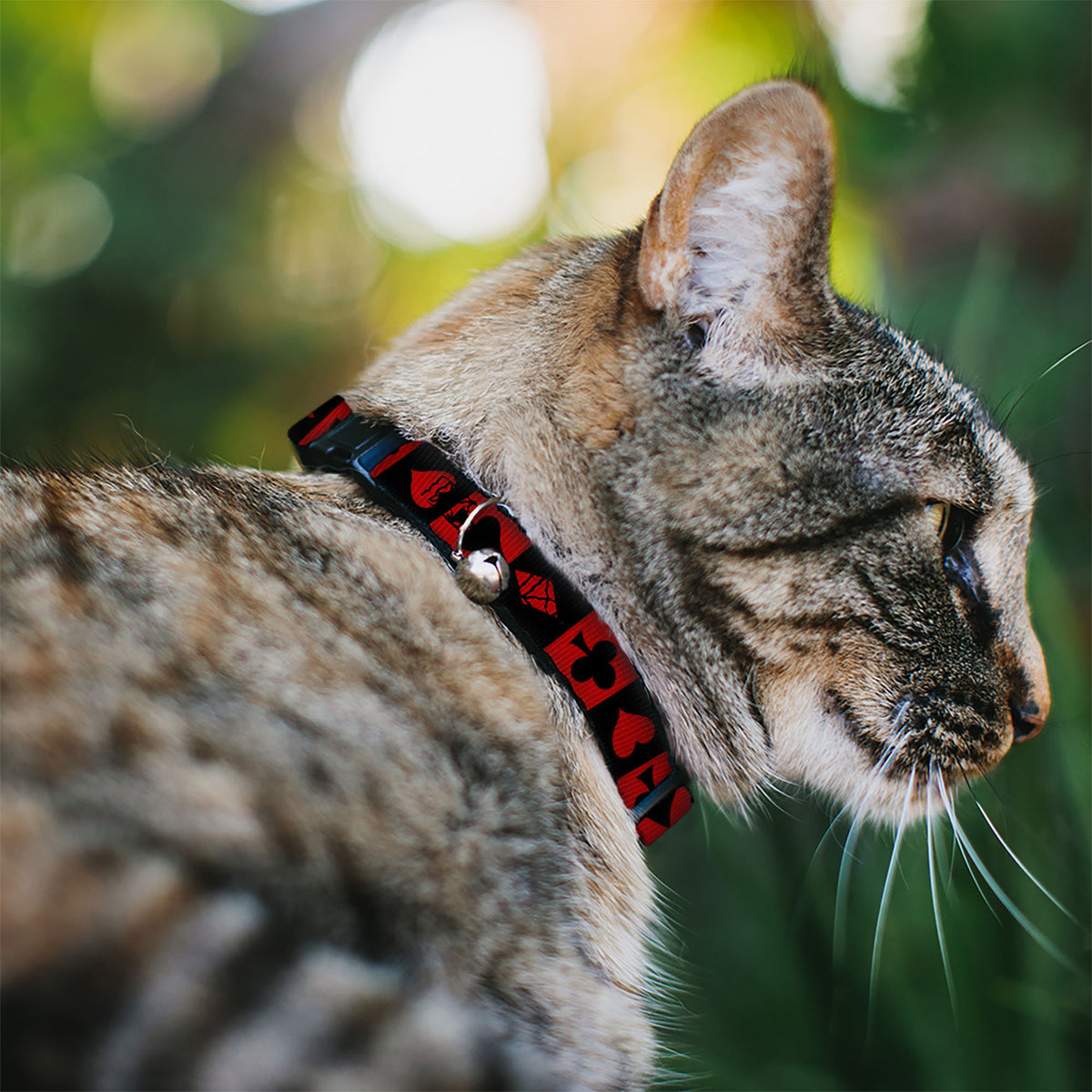 Breakaway Cat Collar with Bell - Alice in Wonderland Card Suits Red/Black Cat Collars Breakaway Side Release Disney
