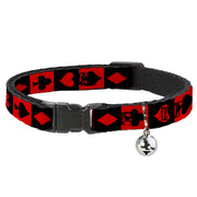 Breakaway Cat Collar with Bell - Alice in Wonderland Card Suits Red/Black Cat Collars Breakaway Side Release Disney