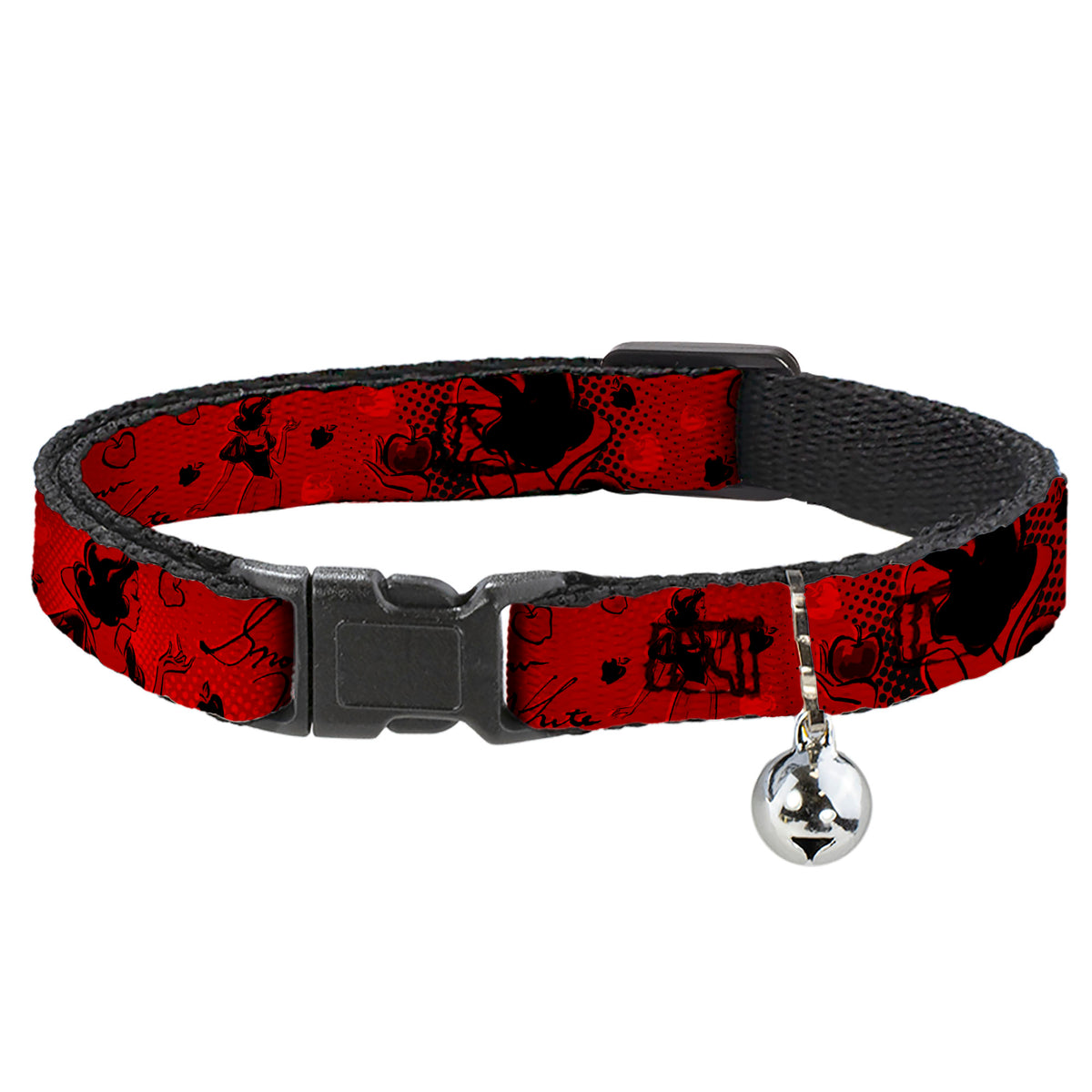 Cat Collar Breakaway - SNOW WHITE Poses Apple Halftone Reds Black Cat Collars Breakaway Side Release Disney