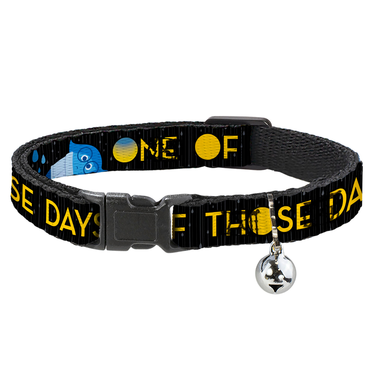 Cat Collar Breakaway - Joy Poses Rain ONE OF THOSE DAYS Black Gray Blues Yellow Cat Collars Breakaway Side Release Disney