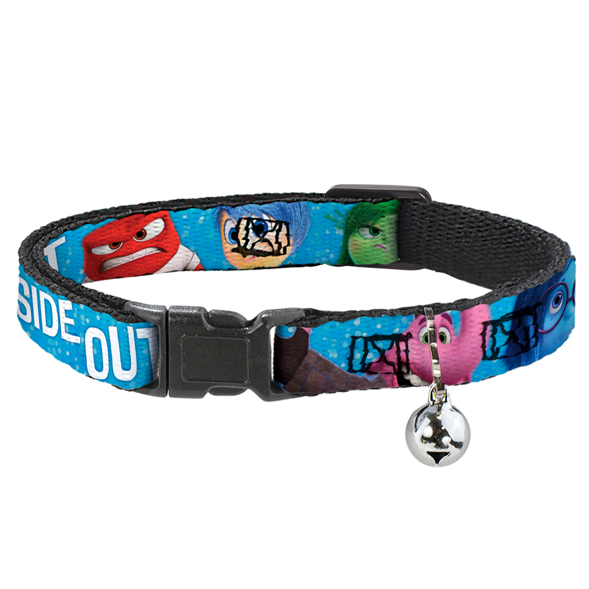 Cat Collar Breakaway - INSIDE OUT 6-Character Pose Sparkle Blue White Cat Collars Breakaway Side Release Disney