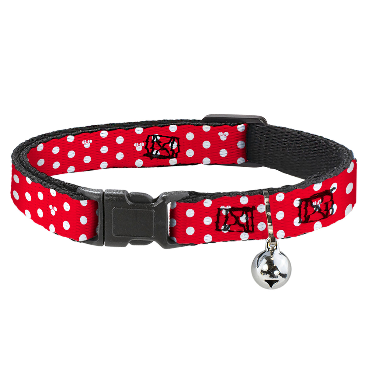 Cat Collar Breakaway - Minnie Mouse Polka Dot Mini Silhouette Red White Cat Collars Breakaway Side Release Disney