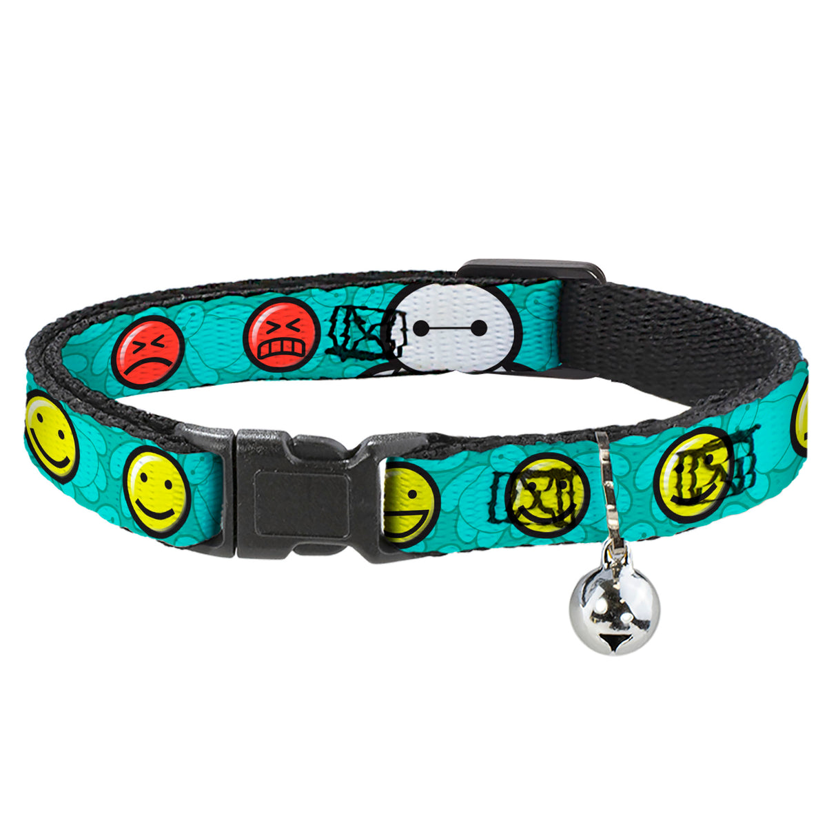 Cat Collar Breakaway - Baymax Mood Expressions Baymax Scattered Turquoise Cat Collars Breakaway Side Release Disney