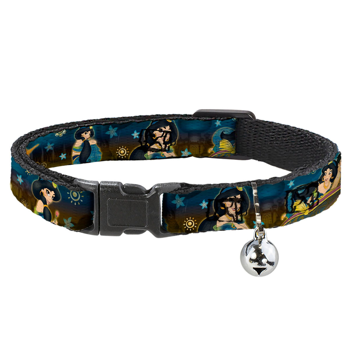Cat Collar Breakaway - Jasmine & Aladdin Carpet Ride Jasmine Poses Flowers Cat Collars Breakaway Side Release Disney