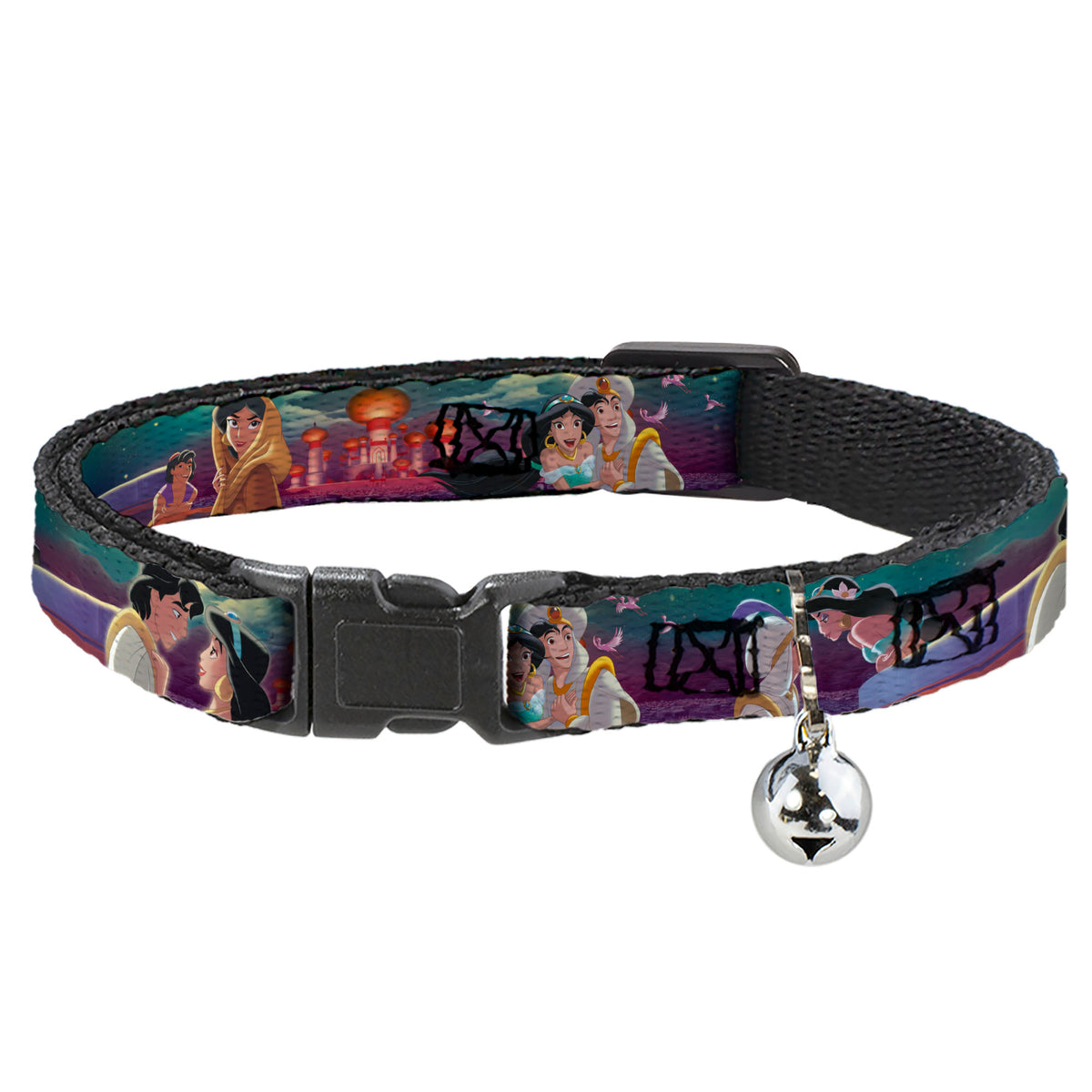 Cat Collar Breakaway - Aladdin & Jasmine Scenes Castle Birds Cat Collars Breakaway Side Release Disney