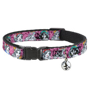 Cat Collar Breakaway - Princess Sketch Poses Floral Collage Pinks Grays Cat Collars Breakaway Side Release Disney