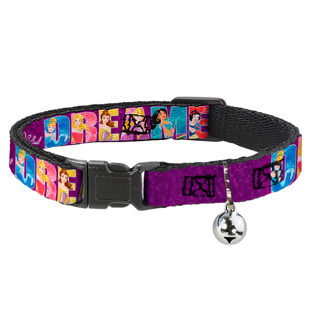 Cat Collar Breakaway - Disney DREAMER 7-Sparkling Princesses Tiara Purple White Cat Collars Breakaway Side Release Disney