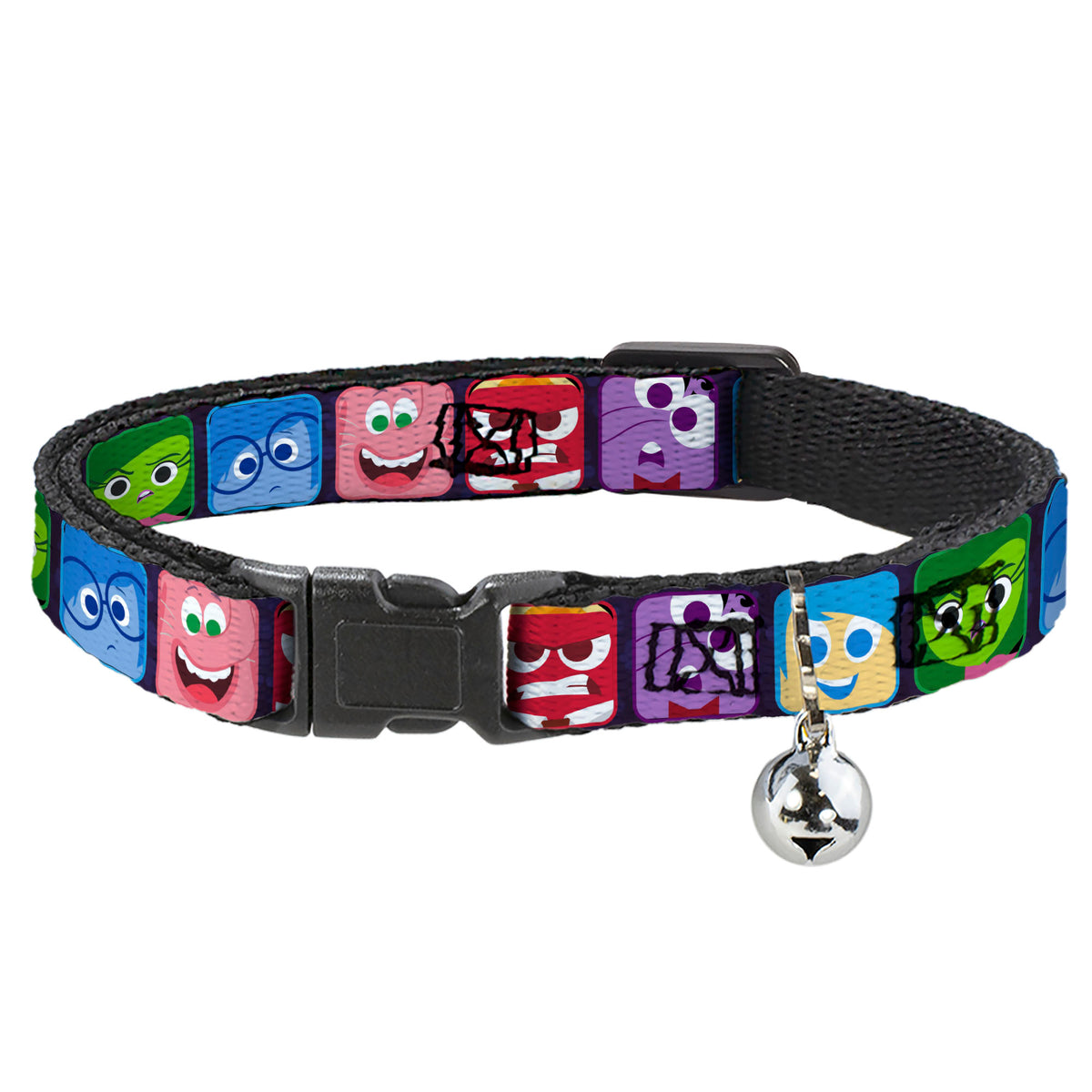 Cat Collar Breakaway - Inside Out 6-Character Expression Blocks Purple Multi Color Cat Collars Breakaway Side Release Disney