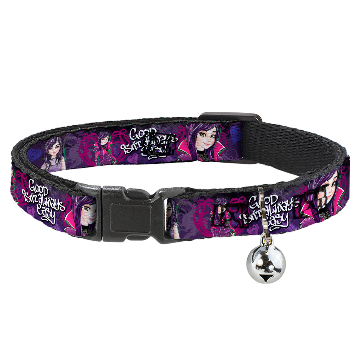 Cat Collar Breakaway - Descendants Mal 3-Poses GOOD ISN'T ALWAYS Hearts Dragons EASY Purples Pinks Cat Collars Breakaway Side Release Disney