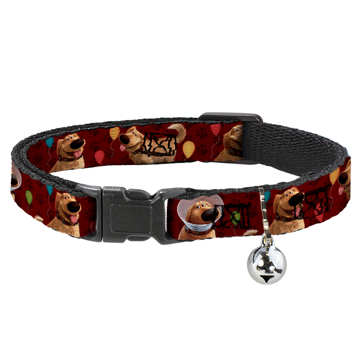 Cat Collar Breakaway - Dug 4-Poses Balloons Paw Print Reds Cat Collars Breakaway Side Release Disney