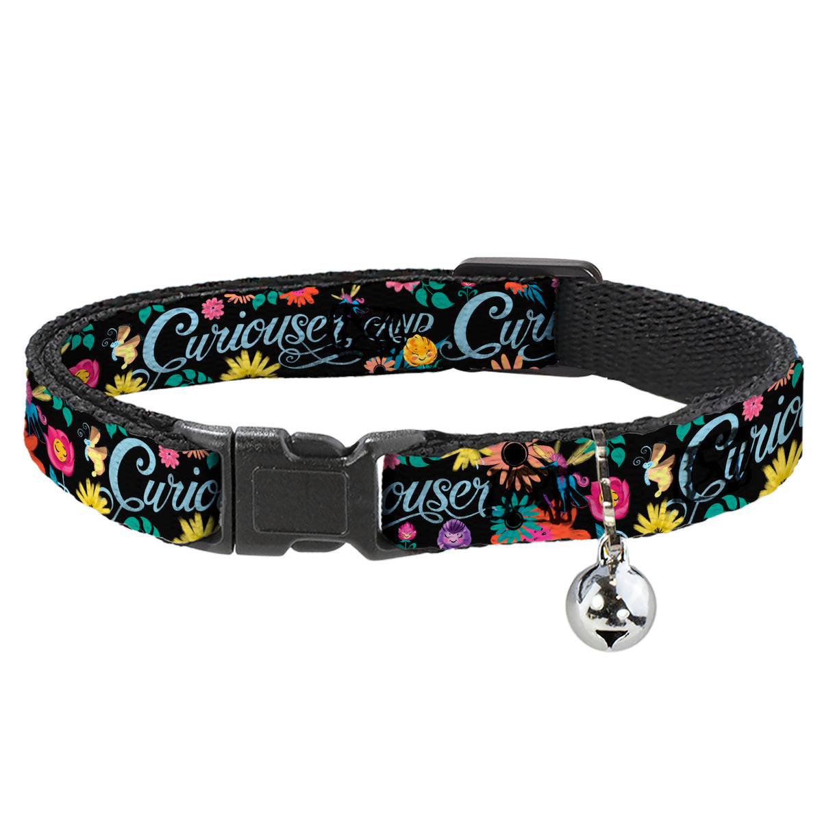 Cat Collar Breakaway - CURIOUSER AND CURIOUSER Flowers of Wonderland Collage Cat Collars Breakaway Side Release Disney