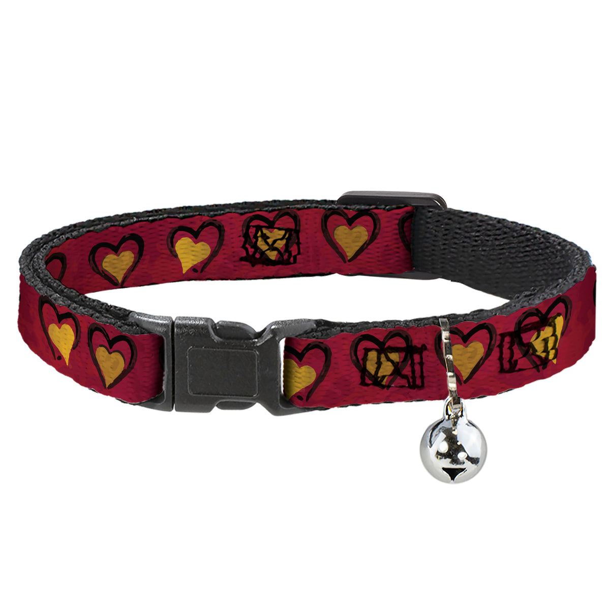 Cat Collar Breakaway - Alice in Wonderland Queen's Hearts Reds Black Gold Cat Collars Breakaway Side Release Disney