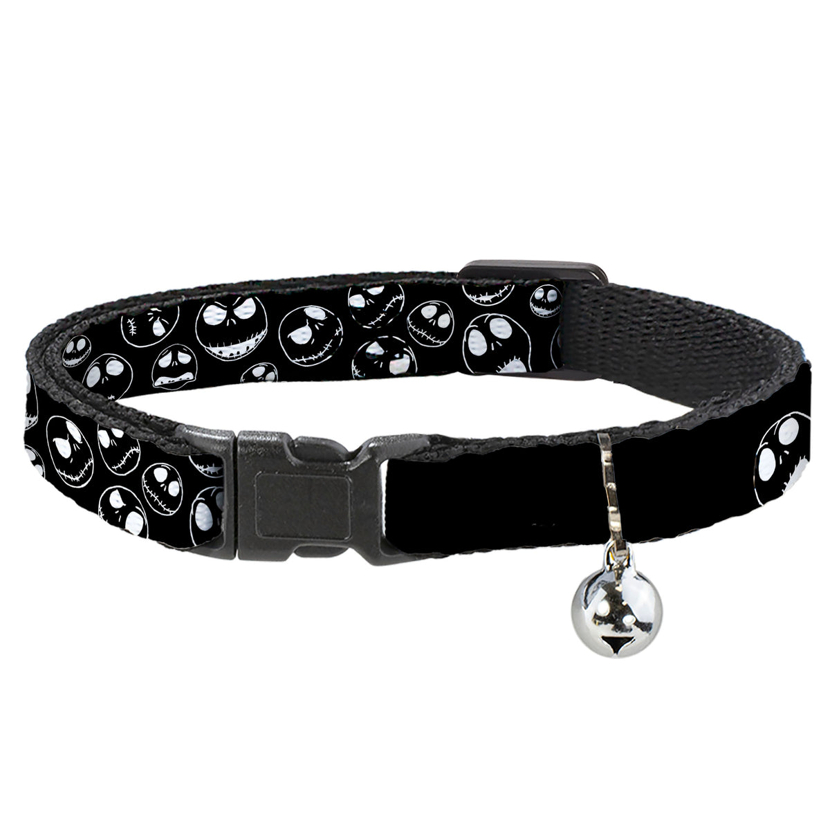 Cat Collar Breakaway - Jack Outline Expressions Scattered Black White Cat Collars Breakaway Side Release Disney