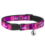 Cat Collar Breakaway - Cheshire Cat Stripe FOLLOW ME TO WONDERLAND Pink Purple White Cat Collars Breakaway Side Release Disney