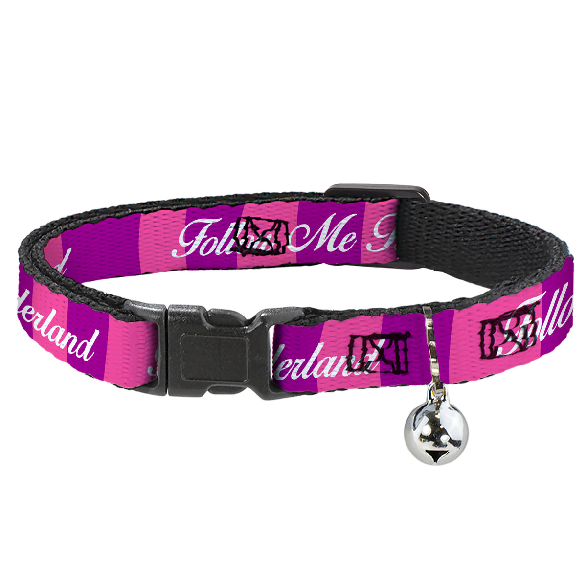 Cat Collar Breakaway - Cheshire Cat Stripe FOLLOW ME TO WONDERLAND Pink Purple White Cat Collars Breakaway Side Release Disney