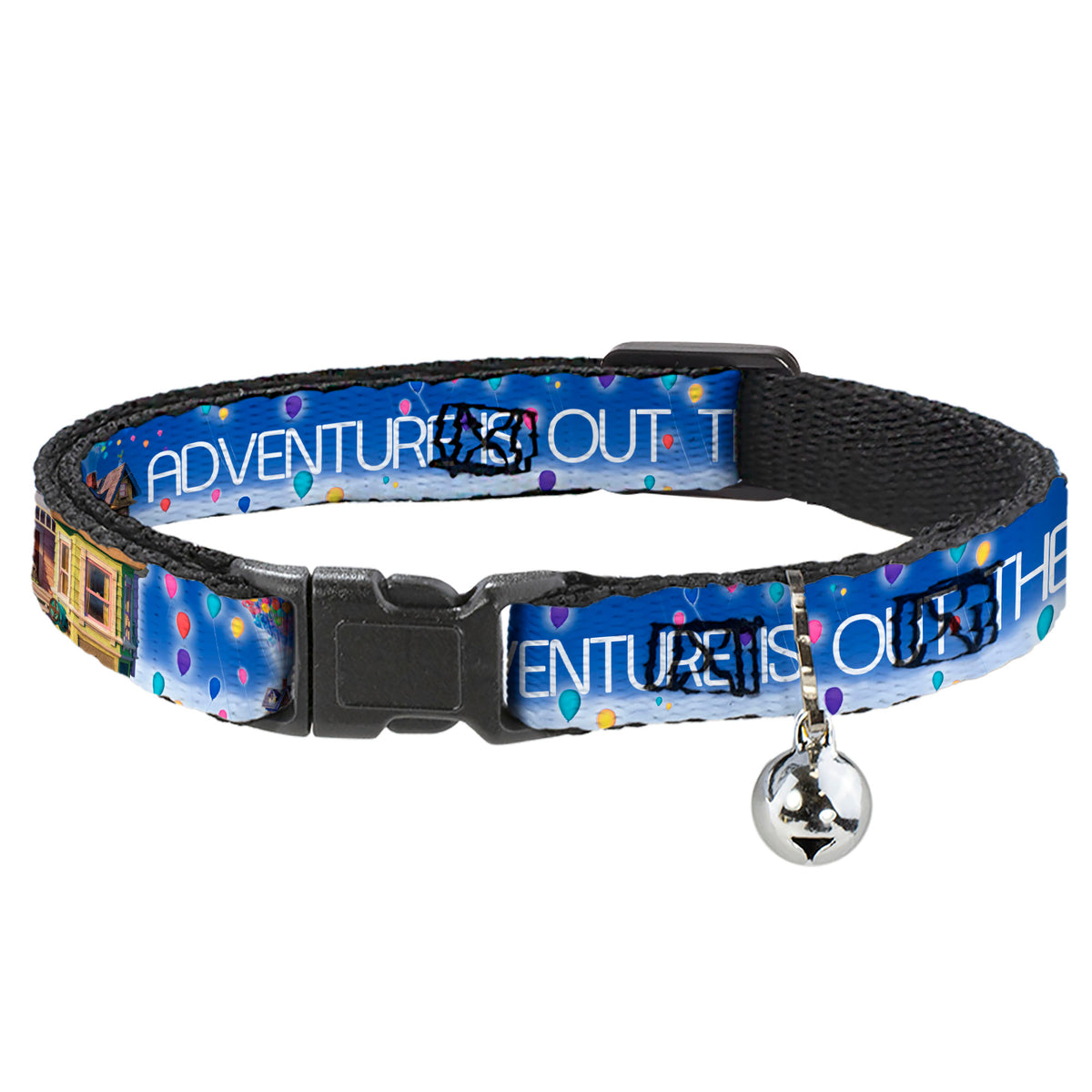Cat Collar Breakaway - ADVENTURE IS OUT THERE Carl on Porch Flying House Balloons Blues White Multi Color Cat Collars Breakaway Side Release Disney