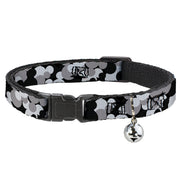 Cat Collar Breakaway - Mickey Mouse Head Stacked Black Grays Cat Collars Breakaway Side Release Disney