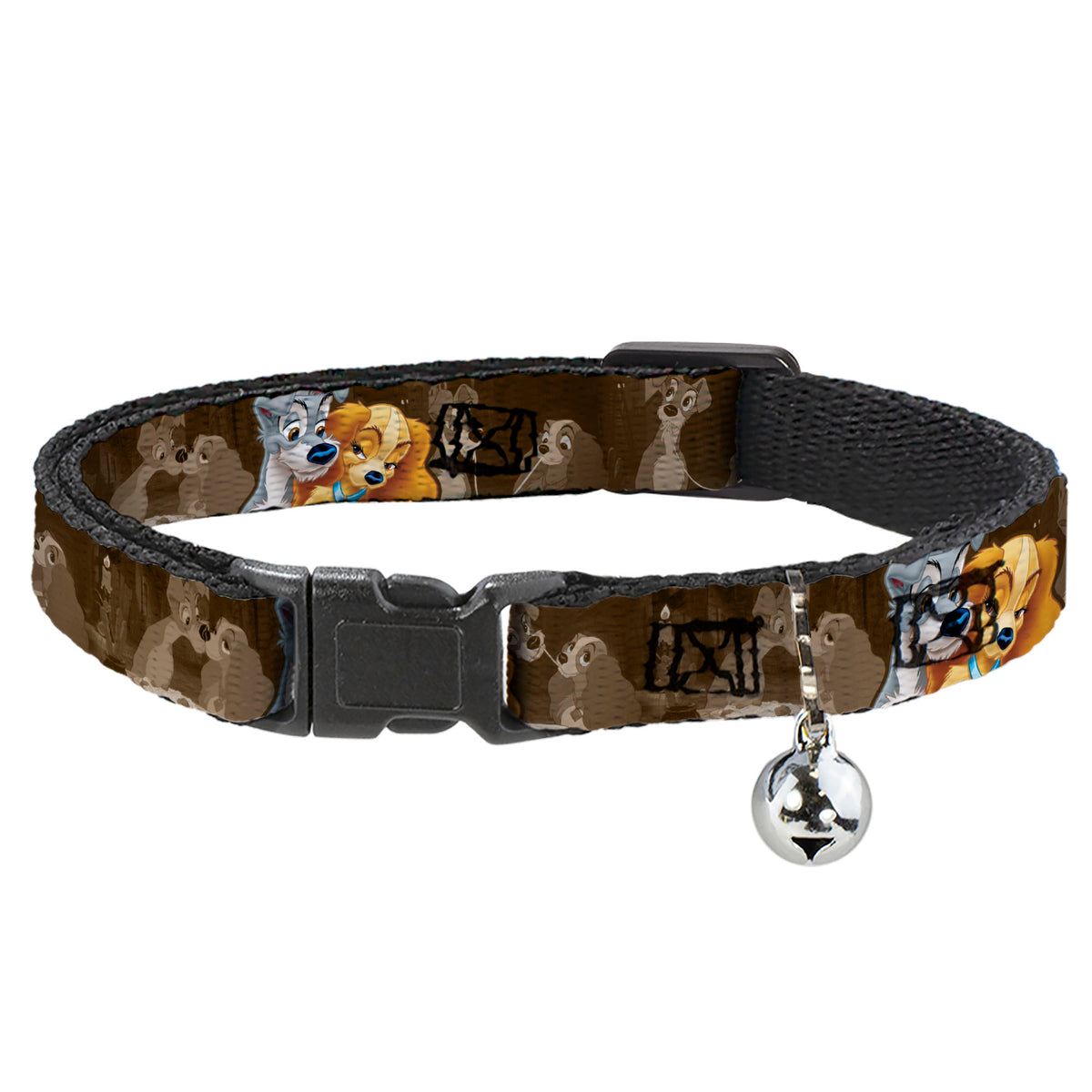 Cat Collar Breakaway - Lady and Tramp 2-Poses Spaghetti Kiss Scene Browns Cat Collars Breakaway Side Release Disney