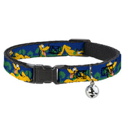 Cat Collar Breakaway - Pluto 4-Poses Landscape Blue Green Cat Collars Breakaway Side Release Disney