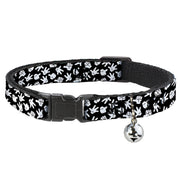 Cat Collar Breakaway - Mickey Mouse Hand Gestures2 Scattered Black White Cat Collars Breakaway Side Release Disney