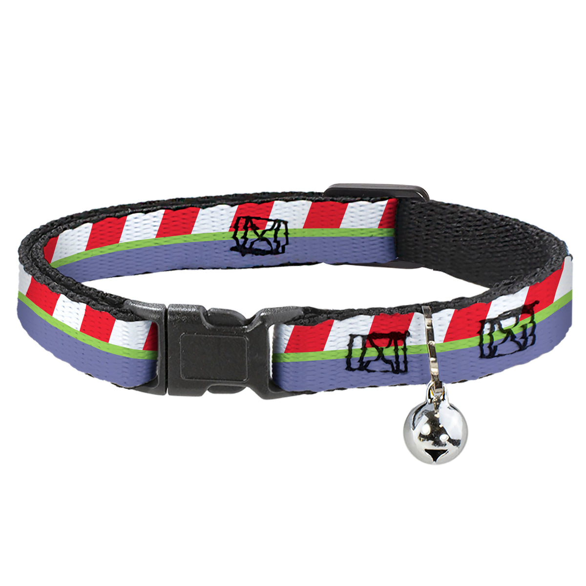 Cat Collar Breakaway - Toy Story Buzz Lightyear Bounding Striping Red White Green Purple Cat Collars Breakaway Side Release Disney