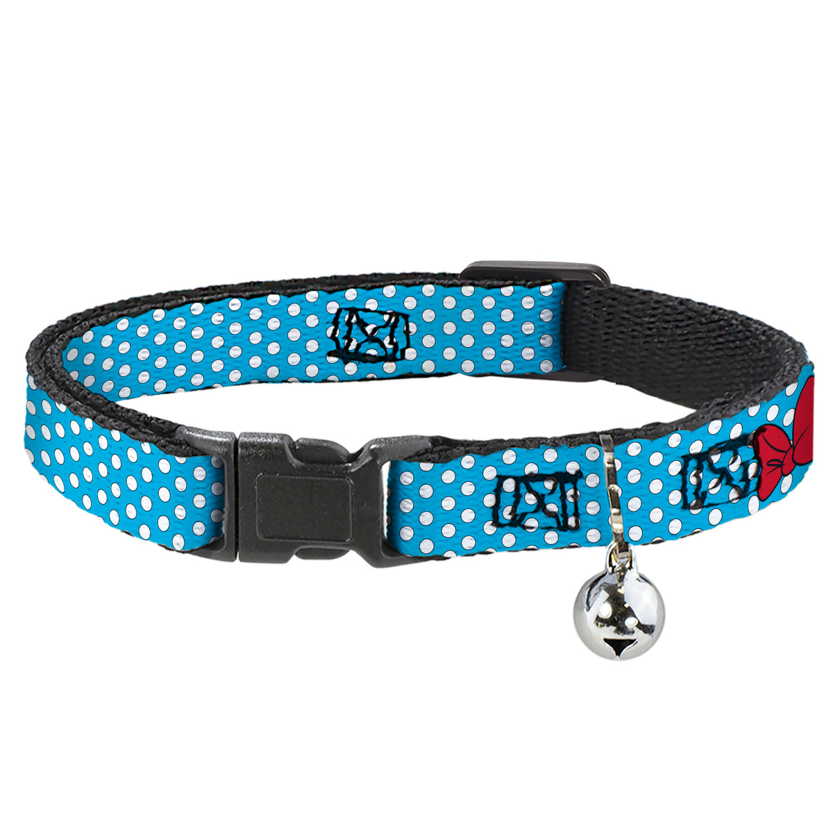 Cat Collar Breakaway - Minnie Mouse Dots Blue Black White Cat Collars Breakaway Side Release Disney