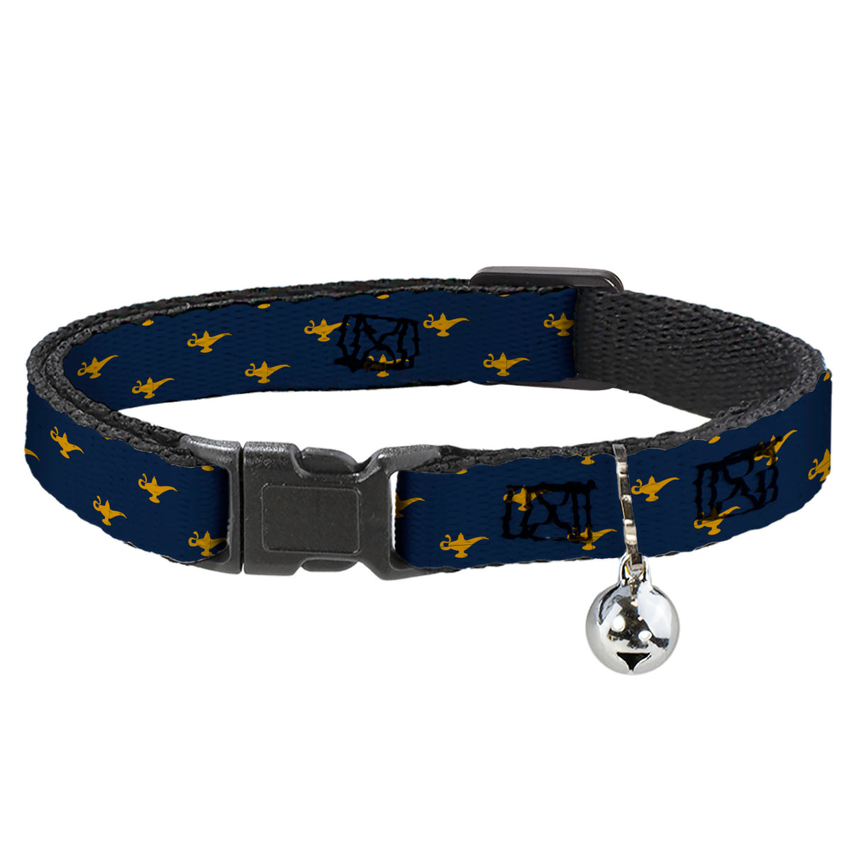 Cat Collar Breakaway - Aladdin Genie Lamp Monogram Navy Gold Cat Collars Breakaway Side Release Disney