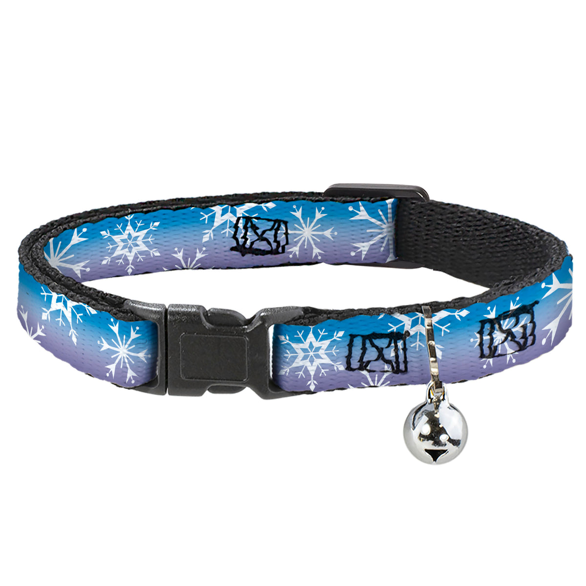 Cat Collar Breakaway - Frozen II Snowflakes Blues Purples White Cat Collars Breakaway Side Release Disney