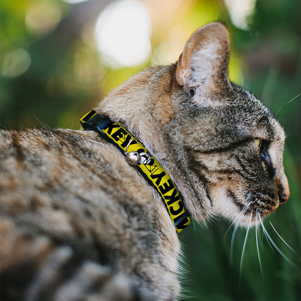 Cat Collar Breakaway - MICKEY Smiling Up Pose Flip Buttons Yellow Black Red Cat Collars Breakaway Side Release Disney