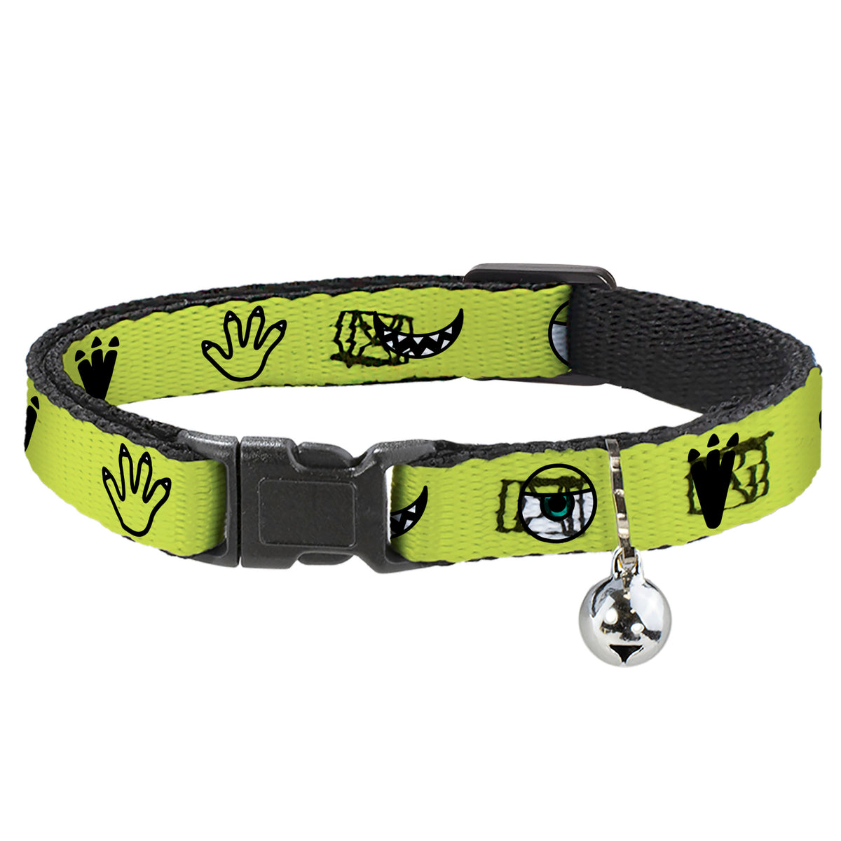 Cat Collar Breakaway - Monsters Inc. Mike 4-Icons Greens Black White Cat Collars Breakaway Side Release Disney