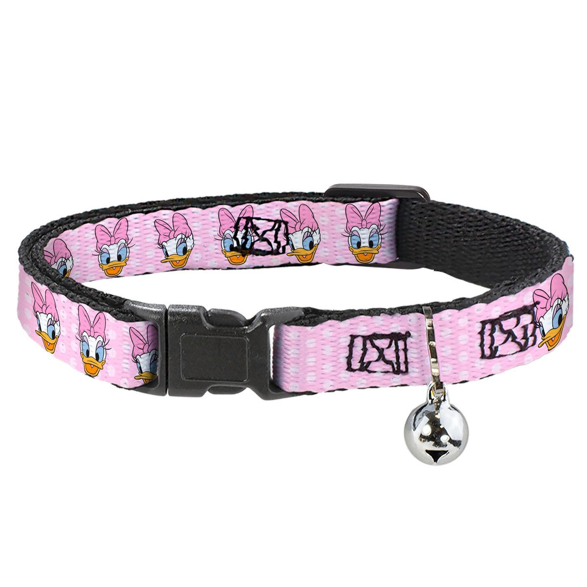 Breakaway Cat Collar with Bell - Daisy Duck 2-Expressions/Dots Pinks Cat Collars Breakaway Side Release Disney