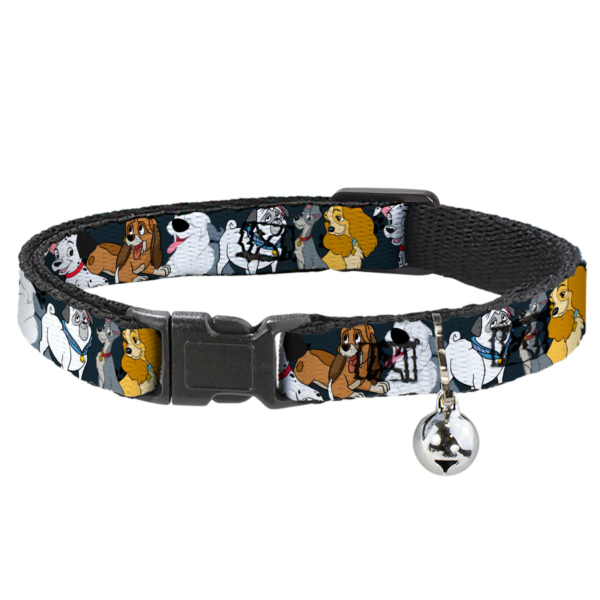 Cat Collar Breakaway - Disney Dogs 6-Dog Group Collage Paws Gray Black Cat Collars Breakaway Side Release Disney