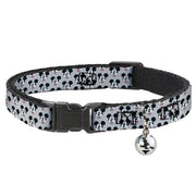 Breakaway Cat Collar with Bell - Mickey Mouse Smiling Face Monogram Gray Cat Collars Breakaway Side Release Disney