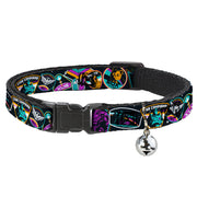 Cat Collar Breakaway with Bell - Lightyear Mission Patches Collage Black Multi Color Cat Collars Breakaway Side Release Disney