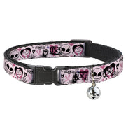 Cat Collar Breakaway with Bell - The Nightmare Before Christmas Jack and Sally Doodles Pinks Black Cat Collars Breakaway Side Release Disney